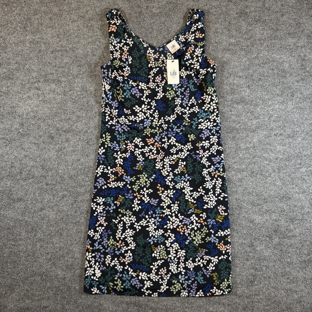 Cabi Cinco Dress Womens XS Navy Blue Floral Vineyard Sleeveless Shift